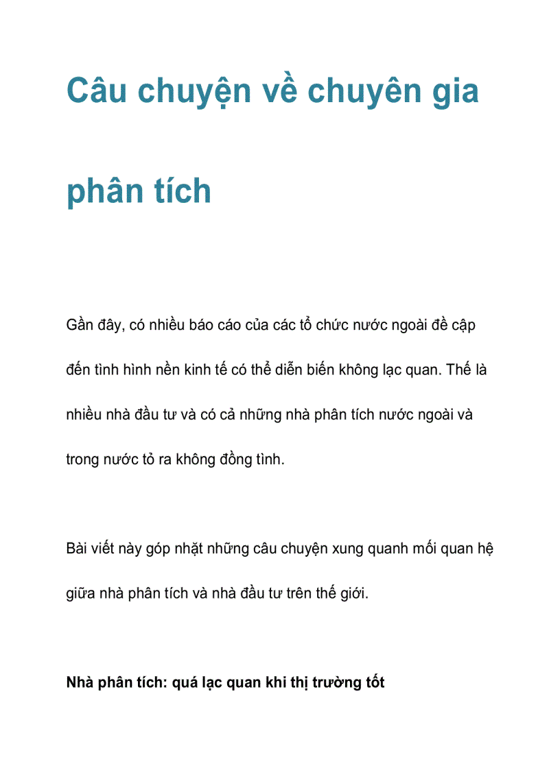 Câu chuyện về chuyên gia phân tích