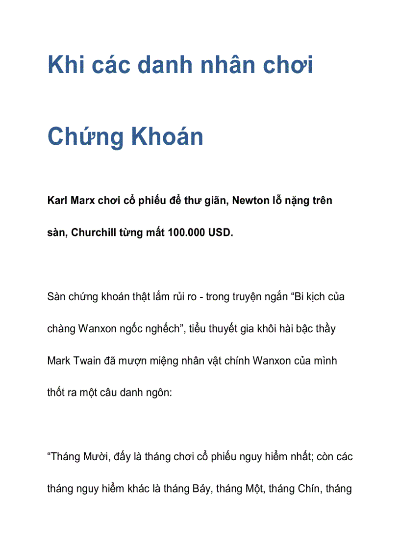 Khi các danh nhân chơi chứng khoán