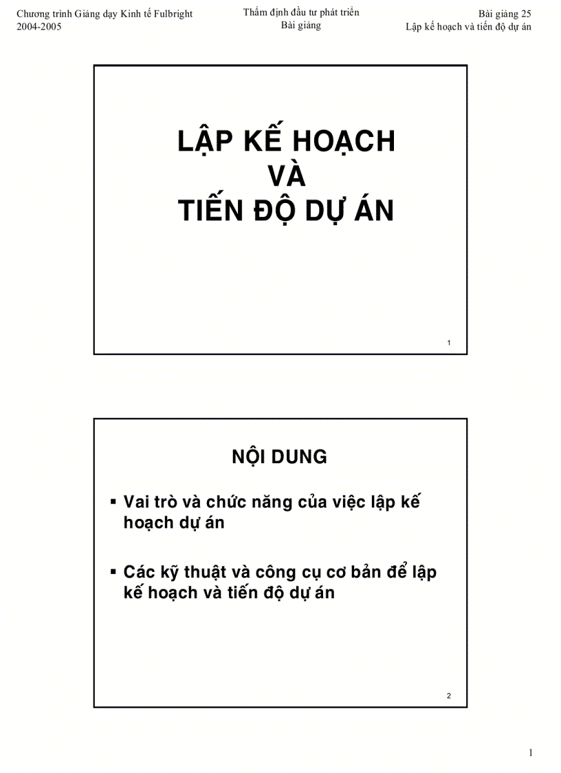 Lập kế hoạch và tiến độ dự án