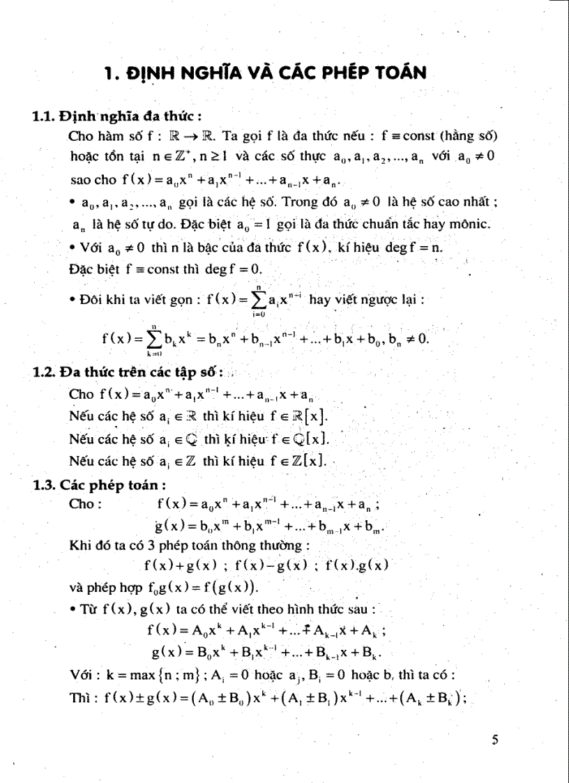 Bài giảng về đa thức