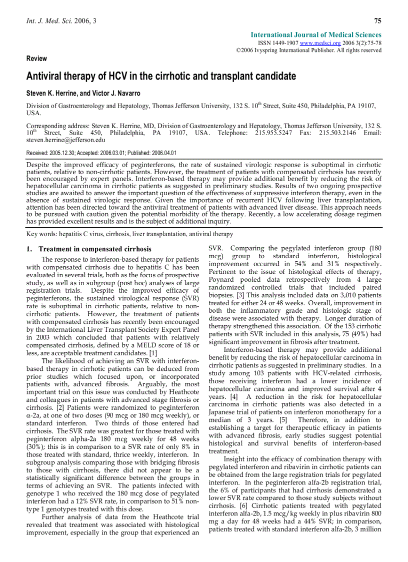 Báo cáo y học Antiviral therapy of HCV in the cirrhotic and transplant candidate