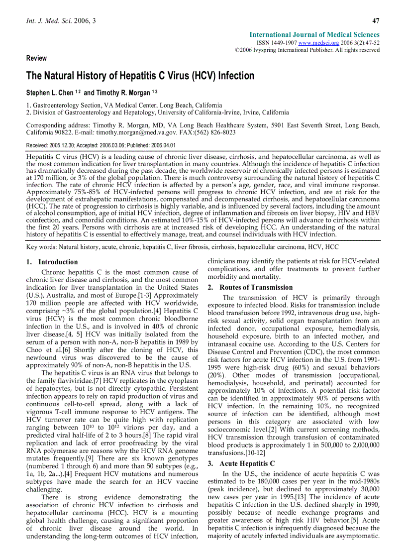 Báo cáo y học The Natural History of Hepatitis C Virus HCV Infection