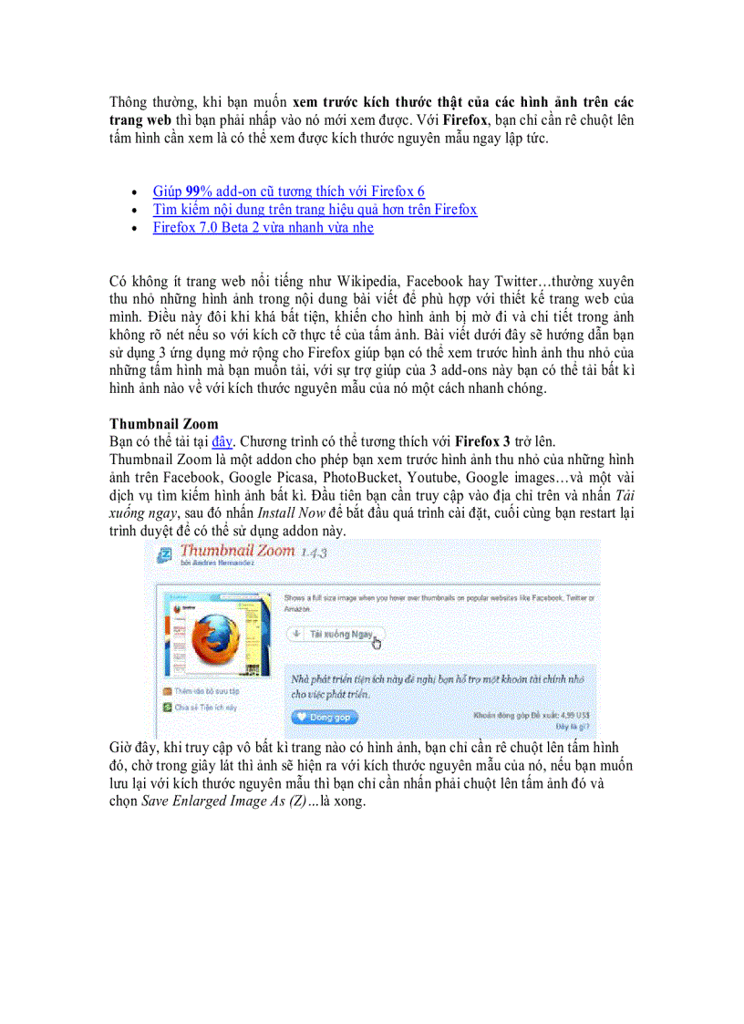 3 Add ons giúp bạn xem trước hình ảnh thu nhỏ trong Firefox