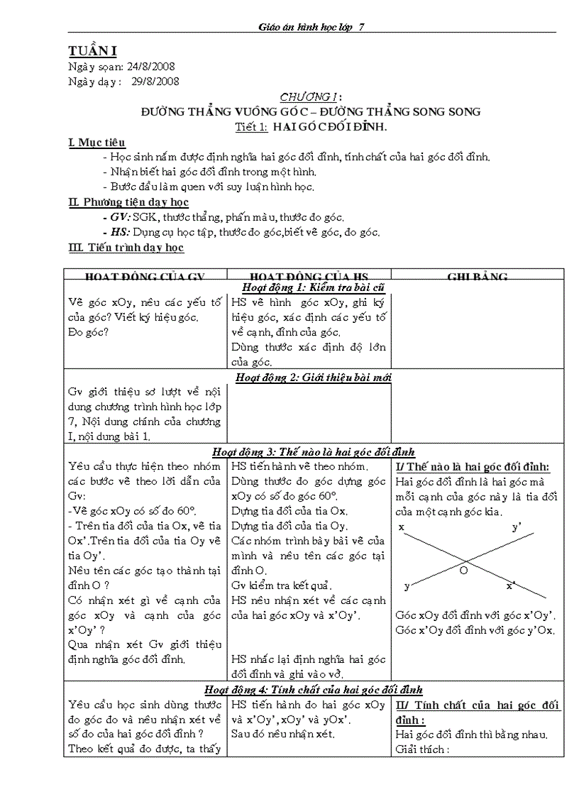 Giáo án hình học trọn bộ