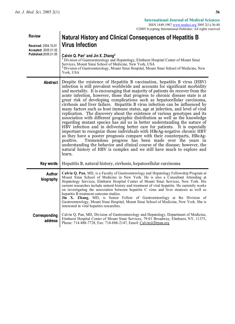 Báo cáo y học Natural History and Clinical Consequences of Hepatitis B Virus Infection