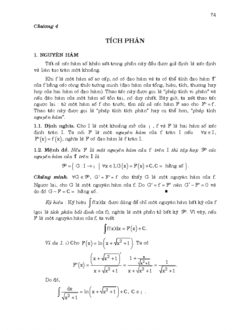 Giáo Trình Giải Tích KHTN Chương 4