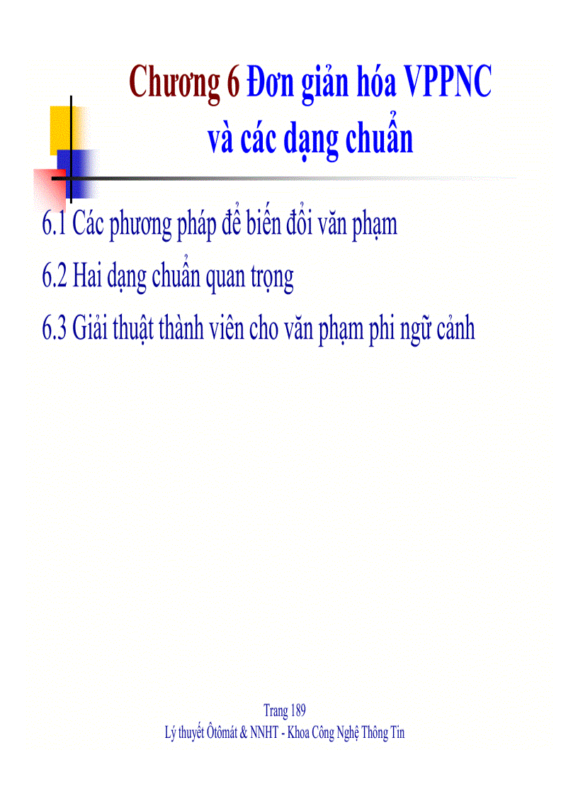 Đơn giản hóa VPPNC và các dạng chuẩn