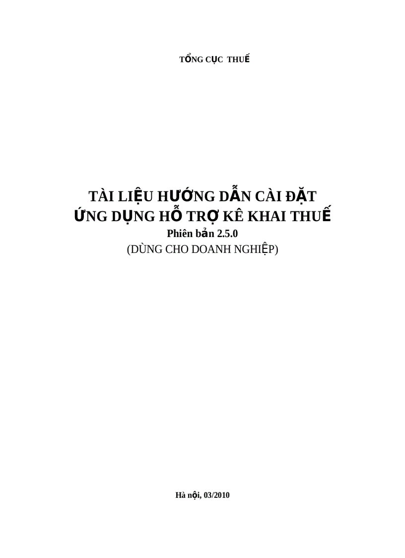 Tài liệu hướng dẫn cài đặt ứng dụng hỗ trợ kê khai thuế