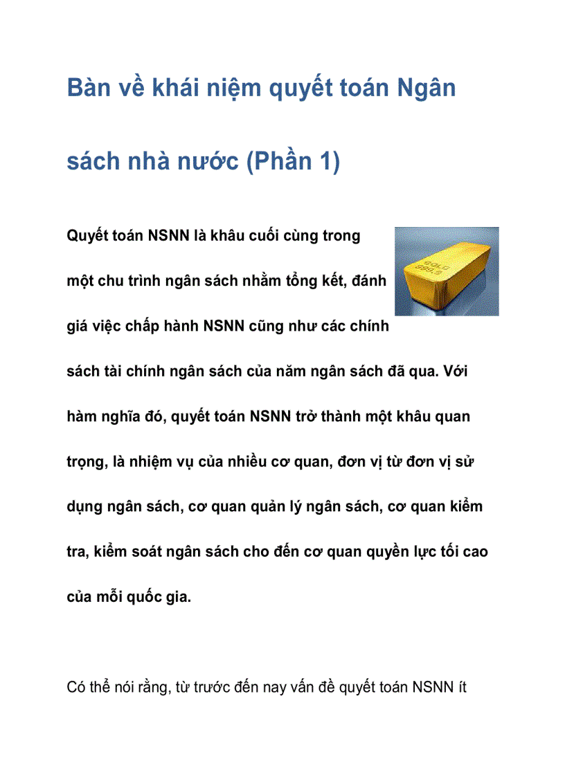 Bàn về khái niệm quyết toán Ngân sách nhà nước