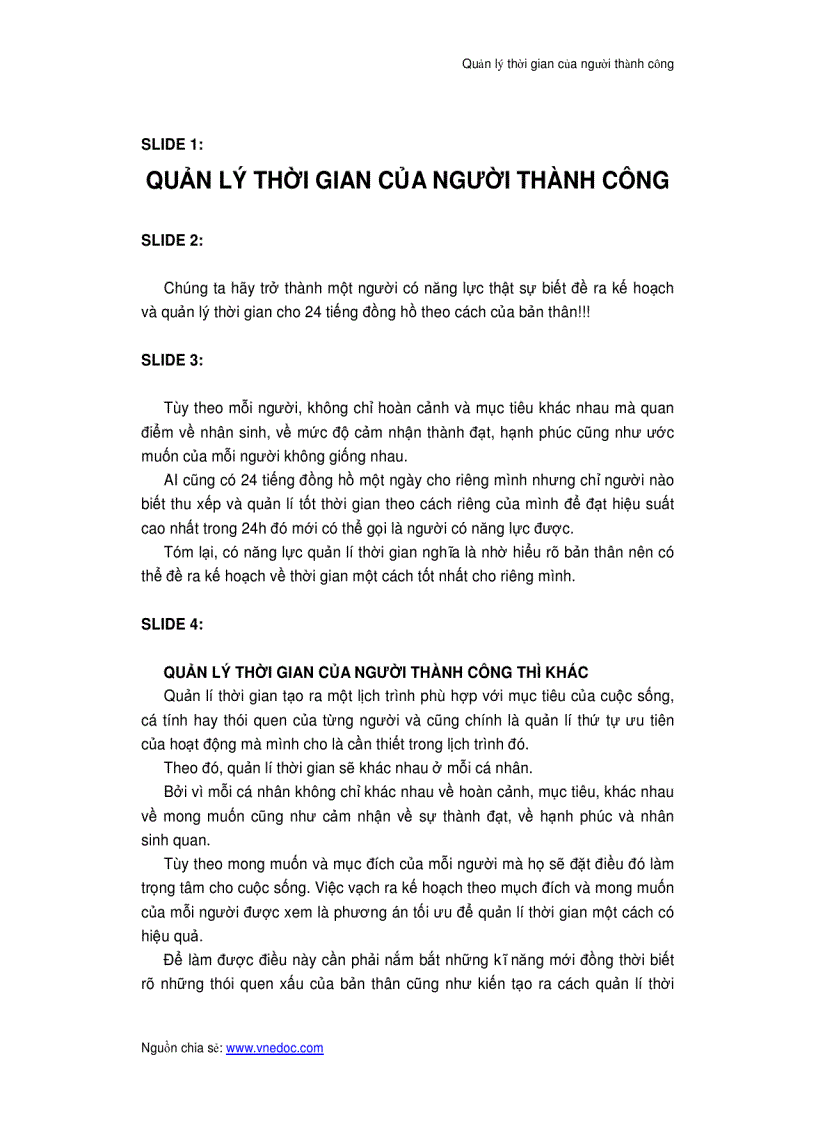 Quản lý thời gian của người thành công