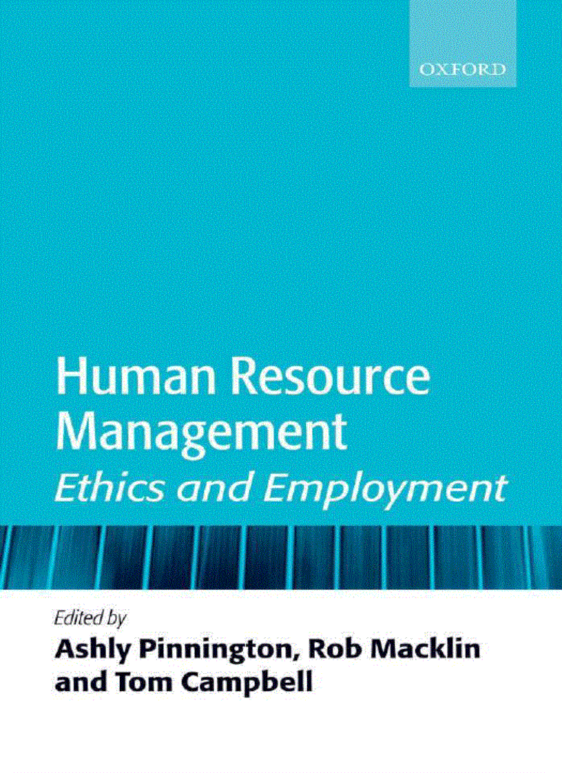 Human resource management Ethics and employment