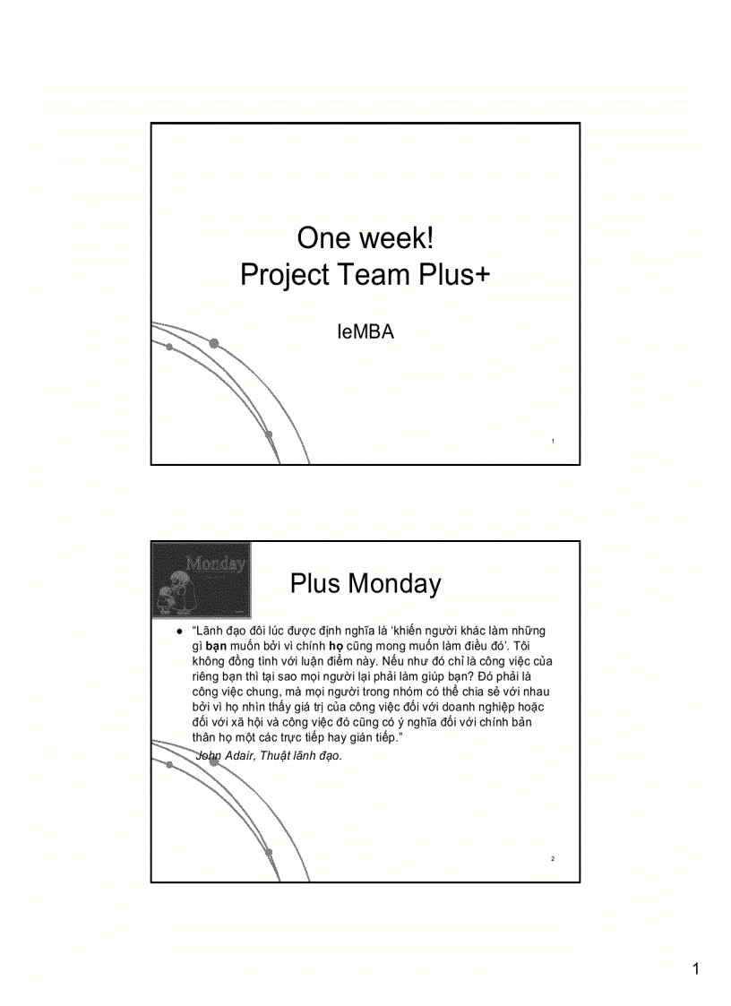 One week Project Team Plus