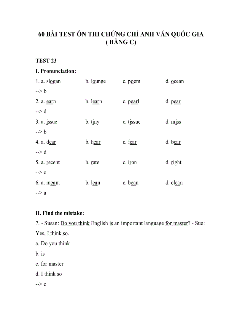 60 bài test ôn thi chứng chỉ anh văn quốc gia bằng c test 15