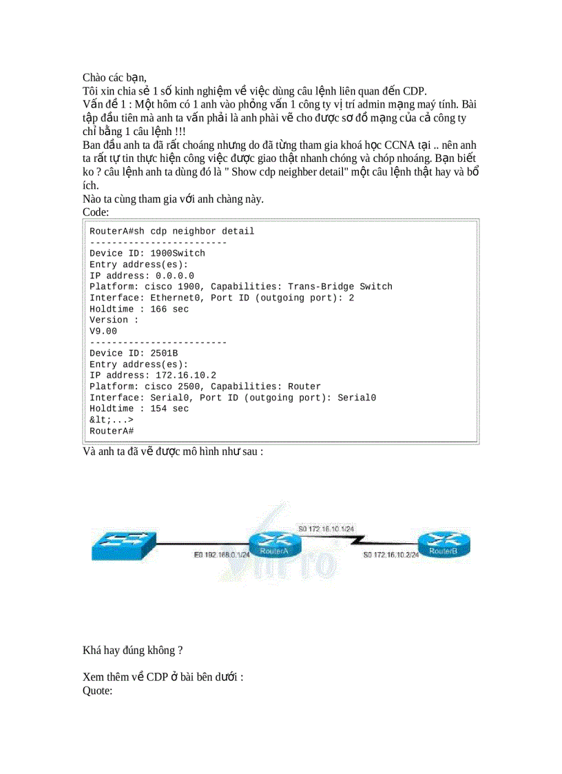 Câu lệnh liên quan đến CDP