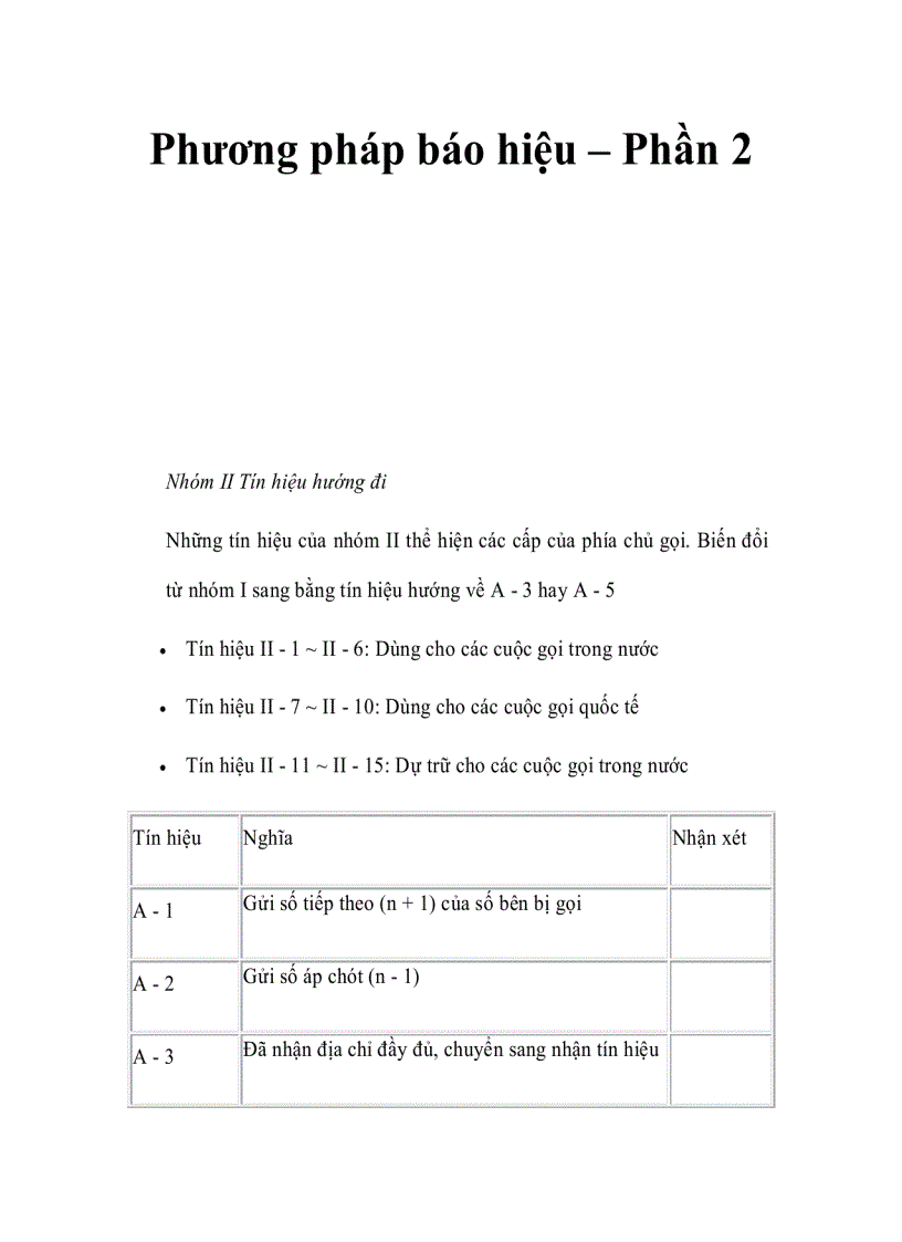 Phương pháp báo hiệu Phần 2