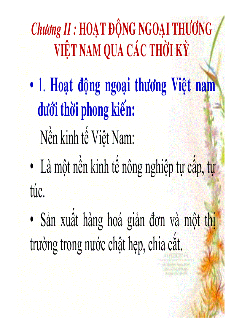 Hoạt đông ngoại thương của việt nam qua các thời kì