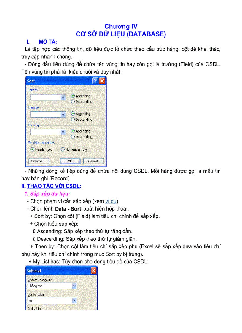 Bài giảng microsoft excel