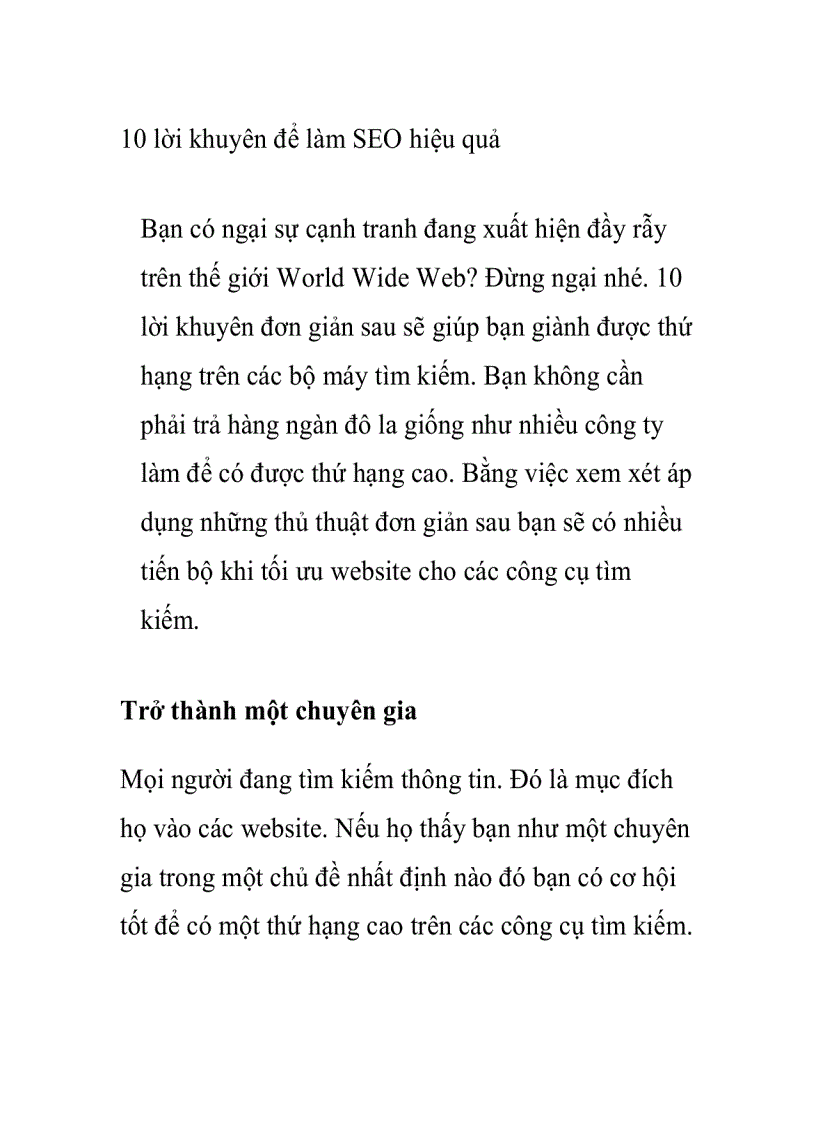10 lời khuyên để làm SEO hiệu quả