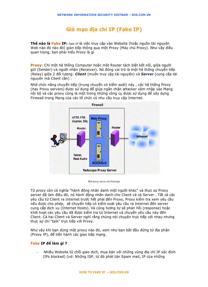 Bảo mật mạng Các phương thức giả mạo địa chỉ IP Fake IP