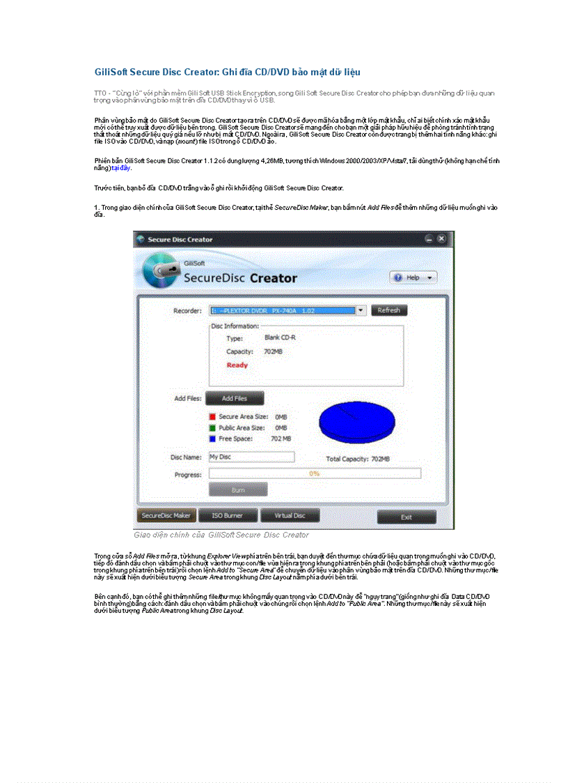 GiliSoft Secure Disc Creator Ghi đĩa CD DVD bảo mật dữ liệu