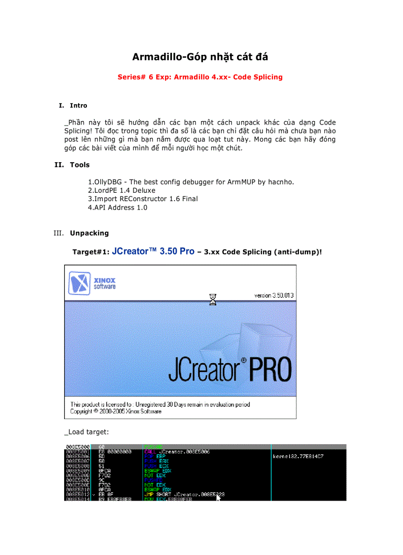 Armadillo 4 xx Code Splicing