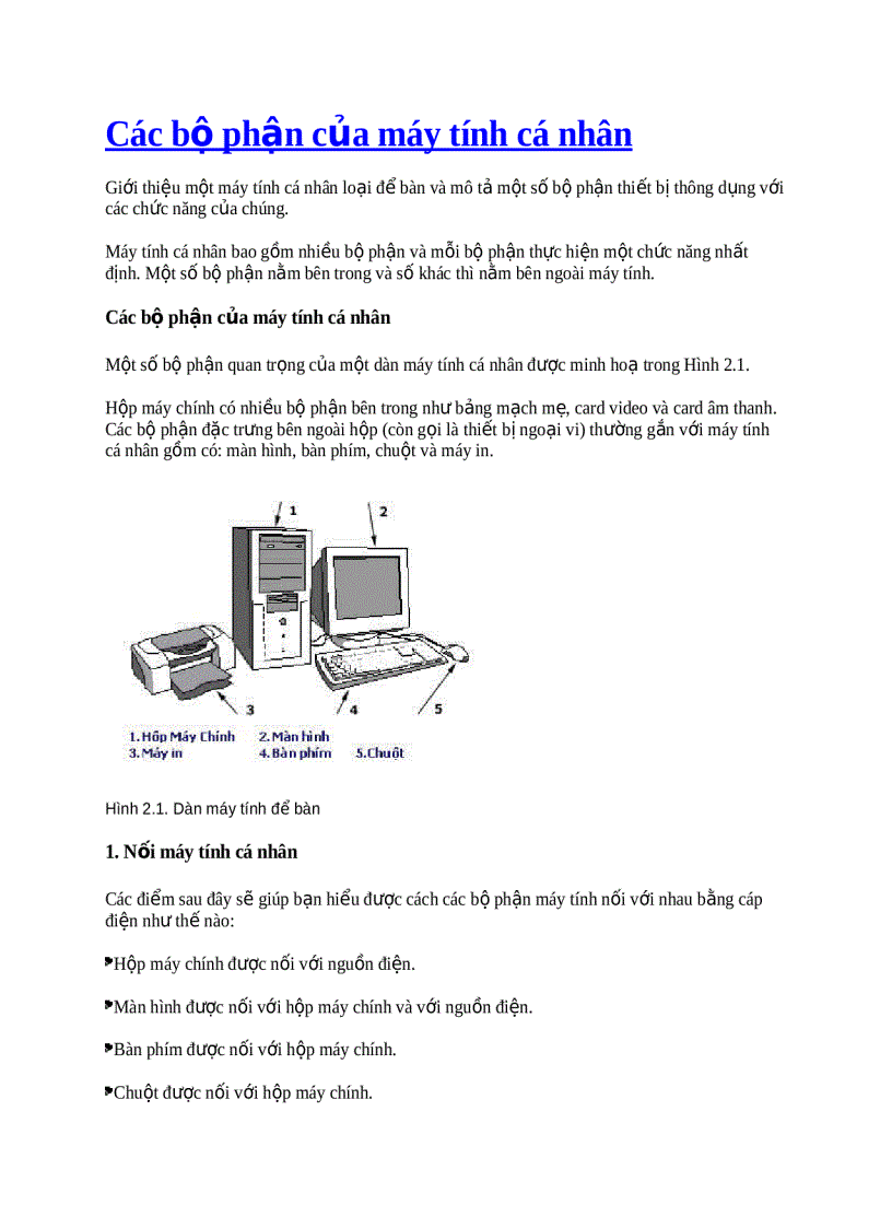 Các bộ phận của máy tính cá nhân