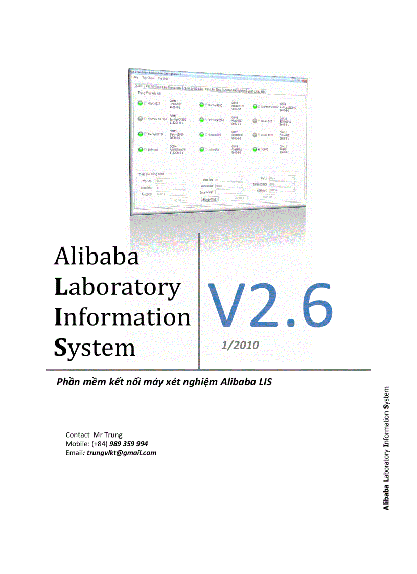 Phần mềm kết nối máy xét nghiệm Alibaba LIS Bản tiếng anh
