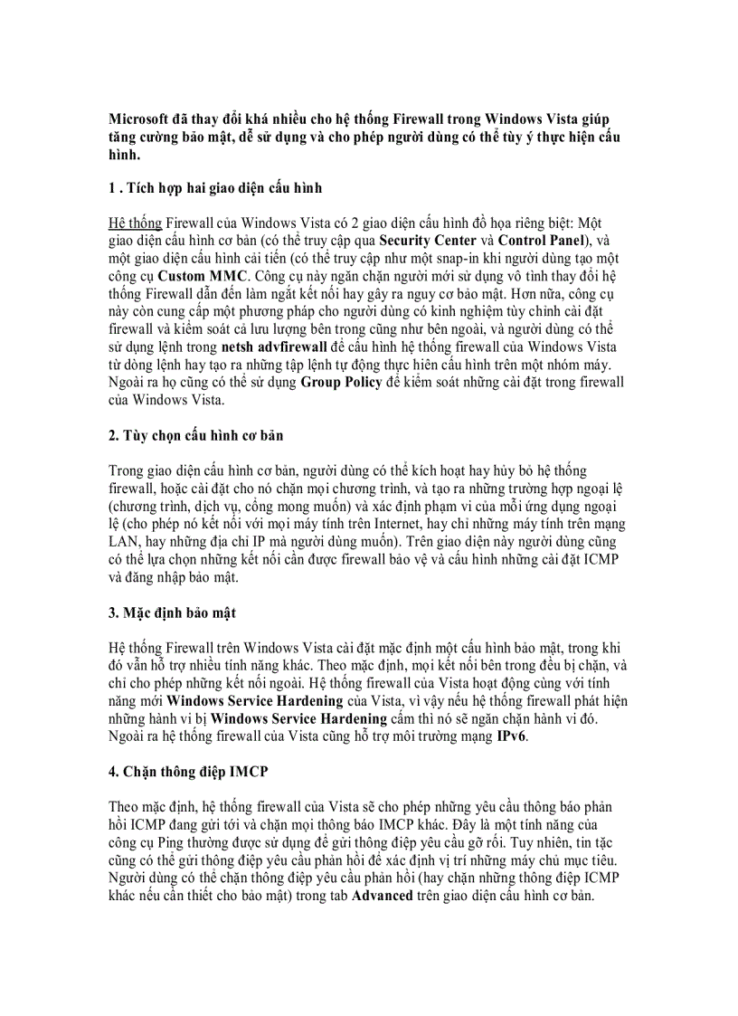 10 điều cần biết về hệ thống Firewall của Vista