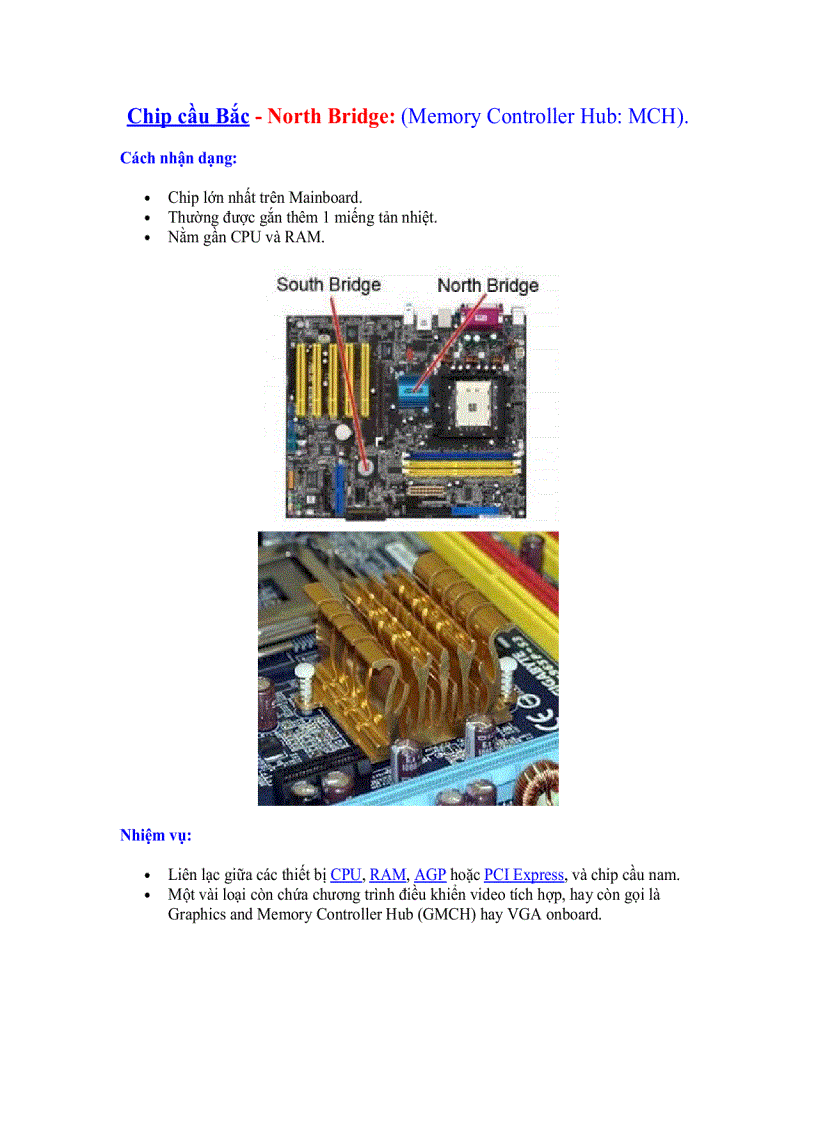 Chip cầu Bắc North Bridge Memory Controller Hub MCH