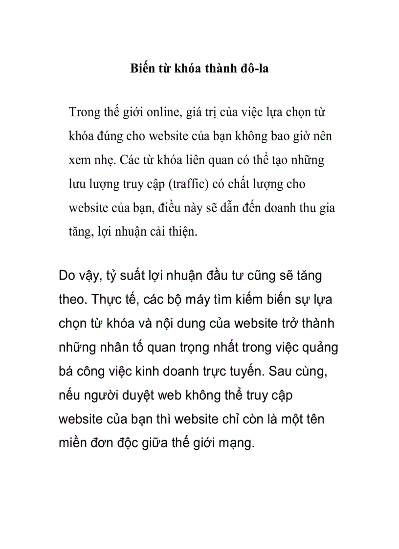 Biến từ khóa thành đô la