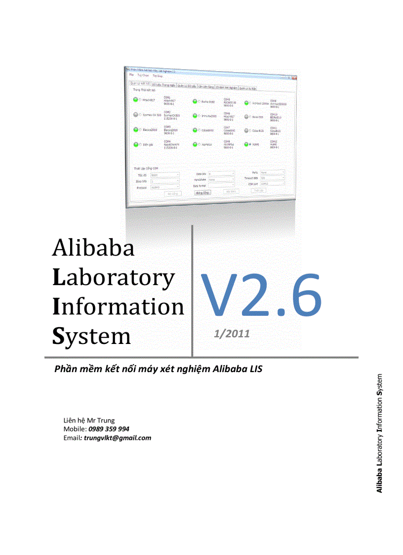 Phần mềm kết nối máy xét nghiệm Alibaba LIS Bản tiếng việt