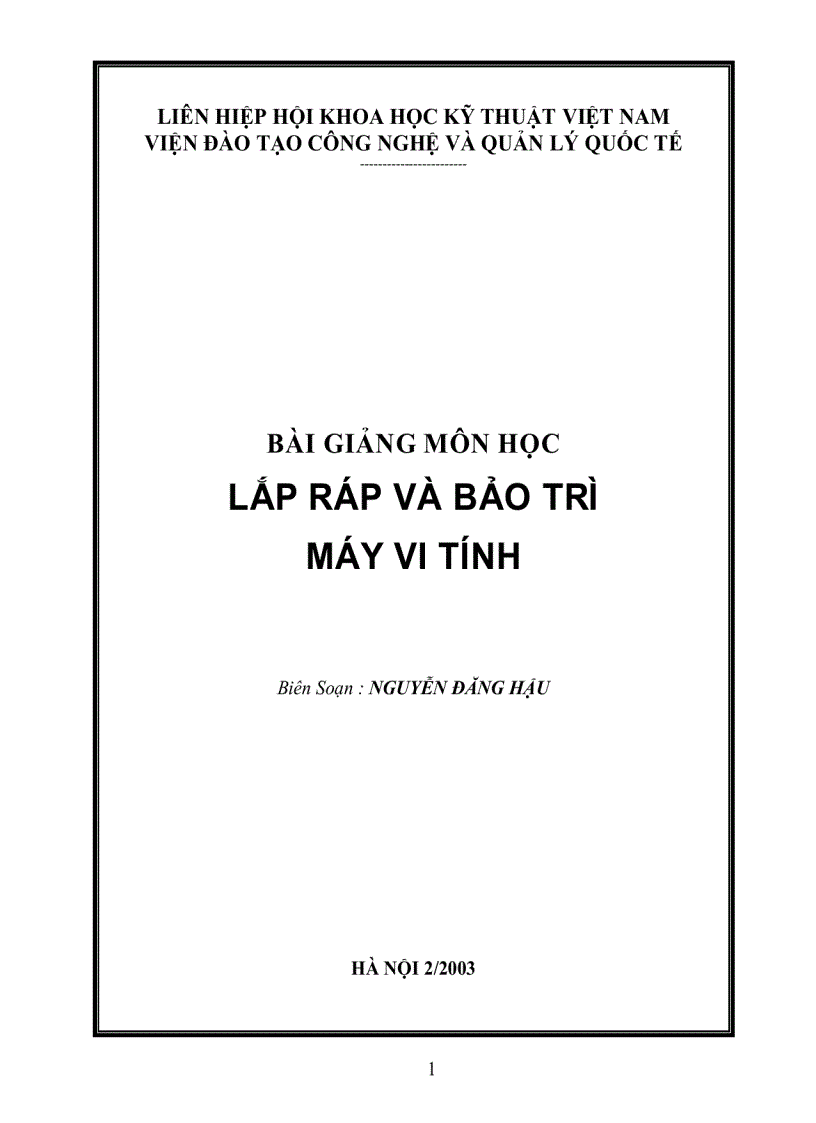 Bài giảng môn học lắp ráp và bảo trì máy vi tính