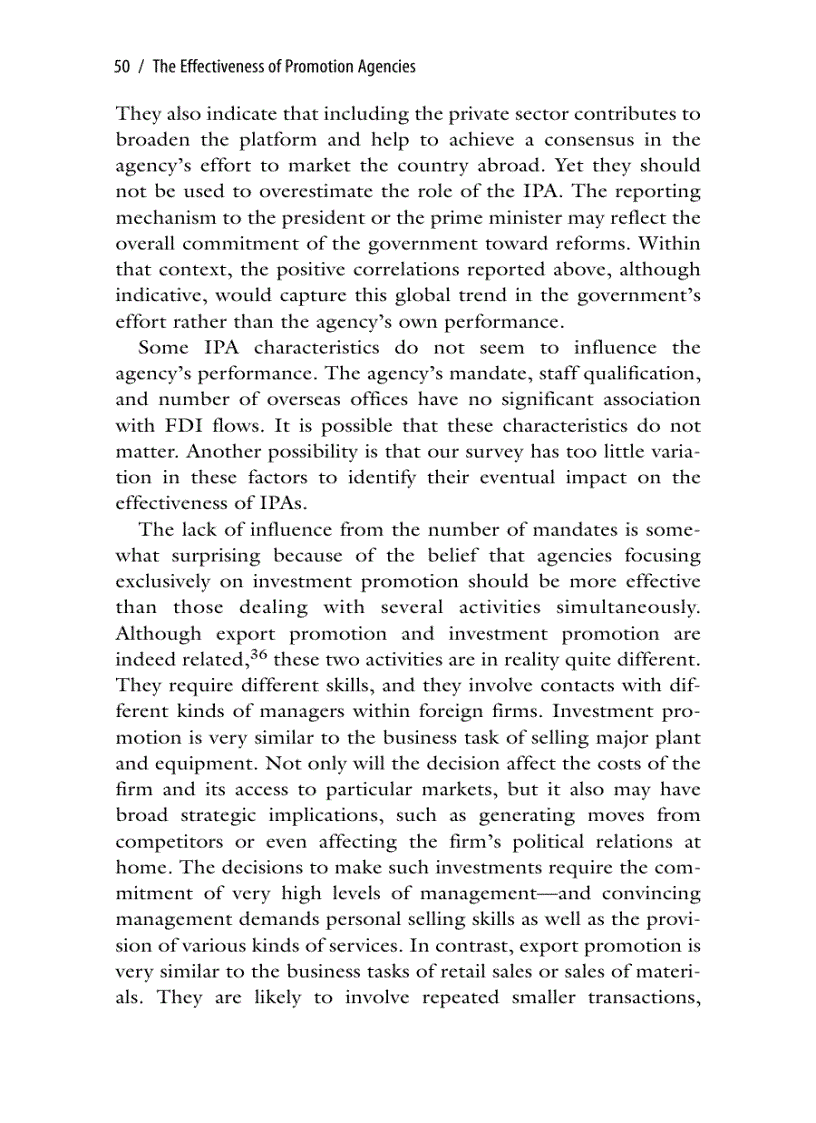 The Effectiveness of Promotion Agencies