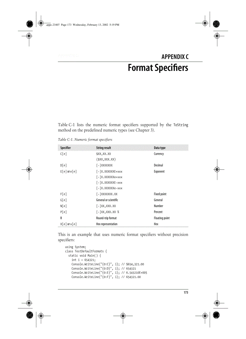 Format Specifiers