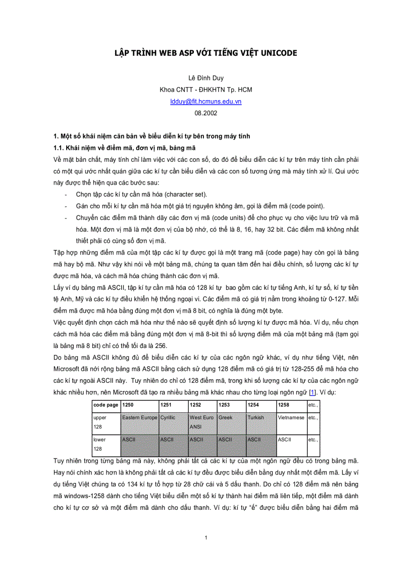 Lập trình web asp với tiếng việt unicode
