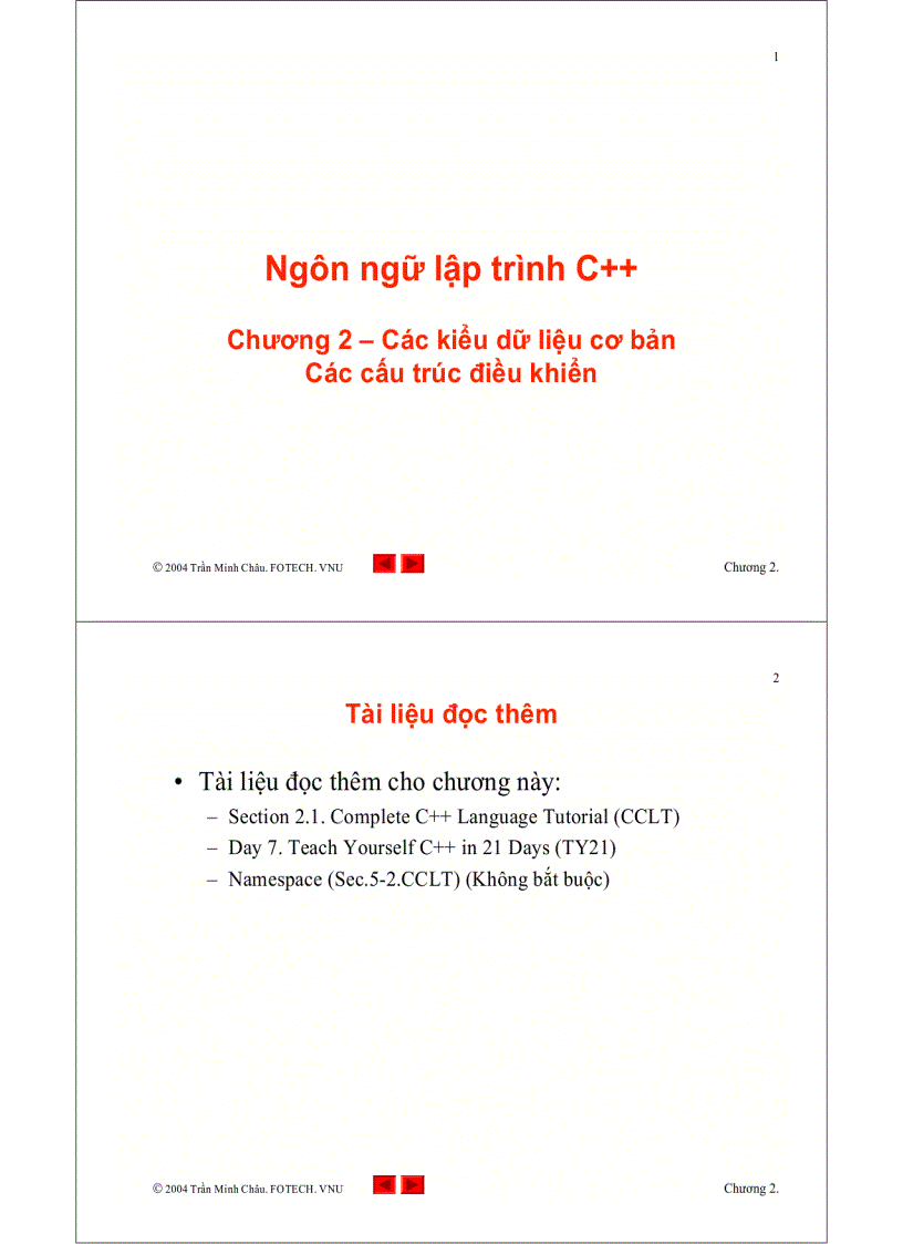 Các kiểu dữ liệu cơ bản Các cấu trúc điều khiển C