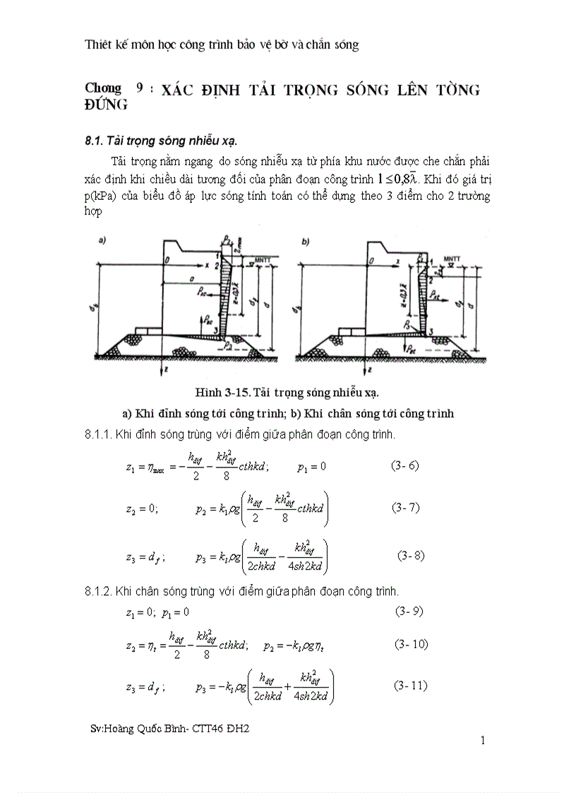 Xác định tải trọng sóng lên tường