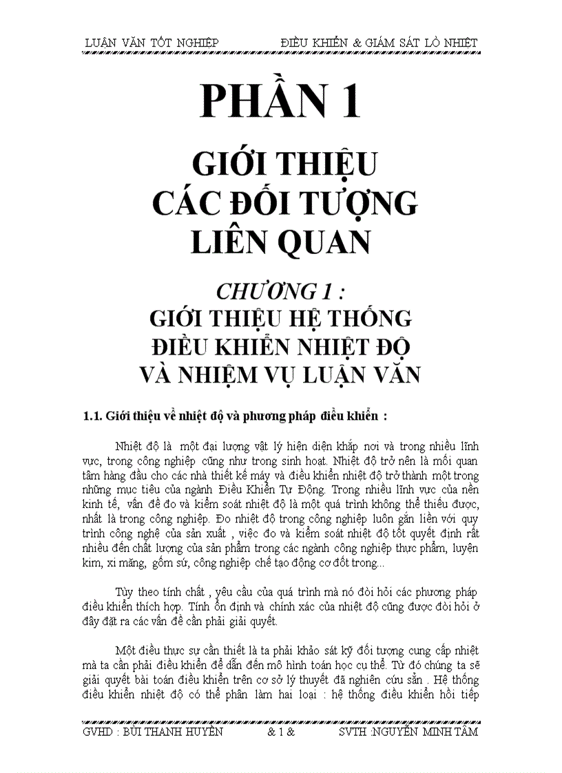 Giới thiệu hệ thống điều khiển nhiệt độ và nhiệm vụ luận văn