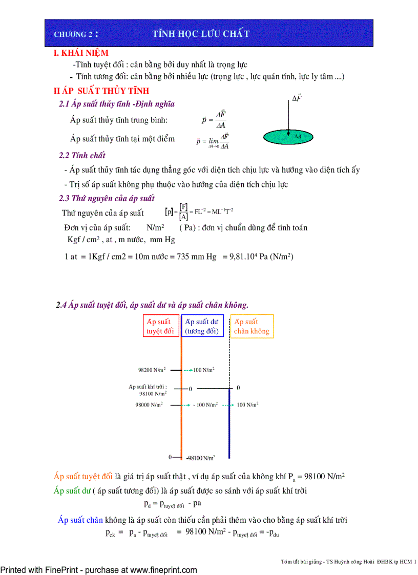 Cơ lưu chất Tĩnh học lưu chất