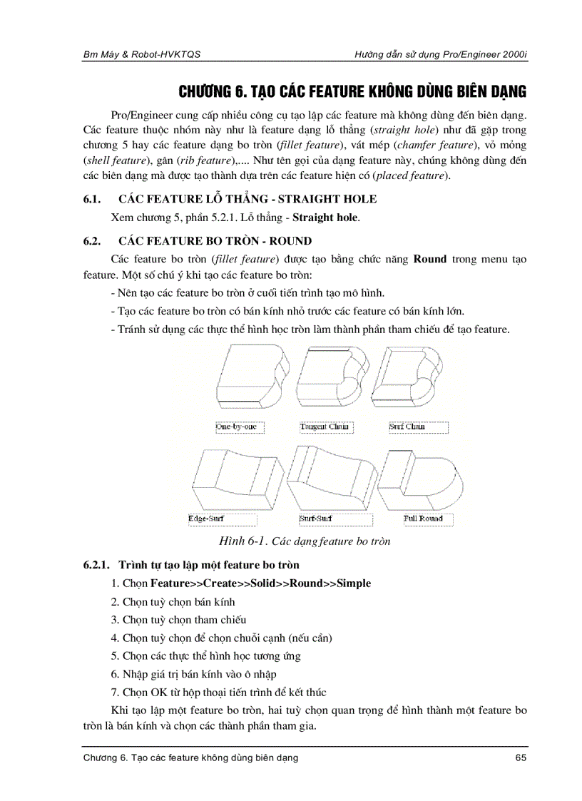 Ebook Pro Engineer Tạo các feature không dùng biên dạng