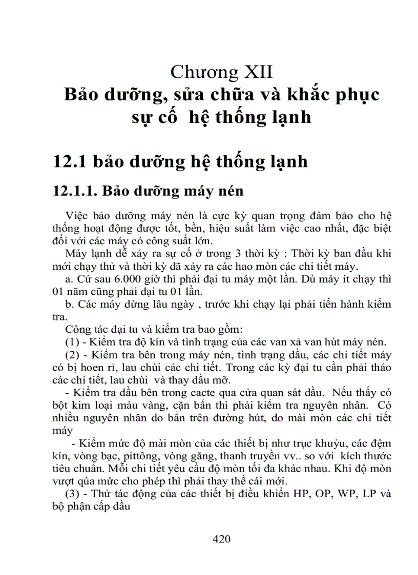 Bảo dưỡng hệ thống lạnh