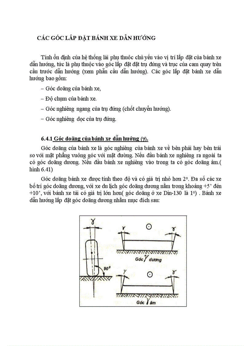 Các góc lắp đặt bánh xe dẫn hướng