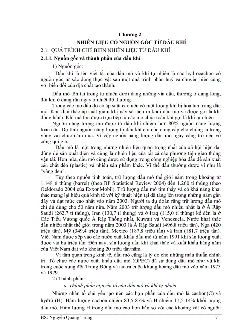 Nhiên liệu và dầu mỏ NHIÊN LIỆU CÓ NGUỒN GỐC TỪ DẦU KHÍ