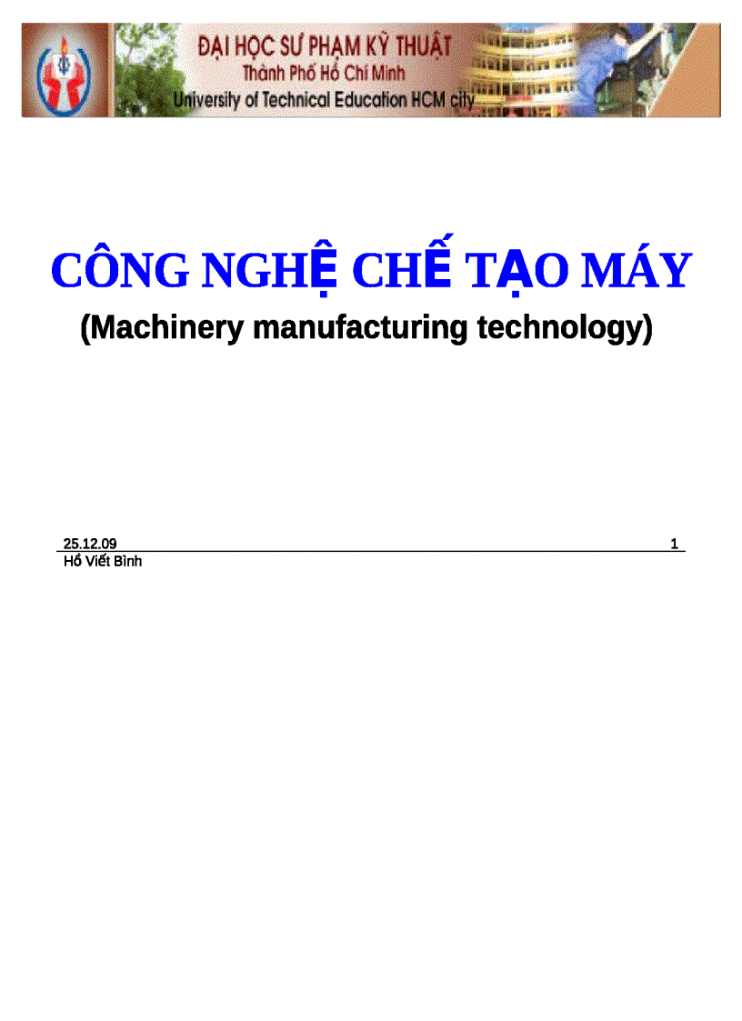 Giáo trình công nghệ chế tạo máy Đại học sư phạm kỹ thuật TPHCM