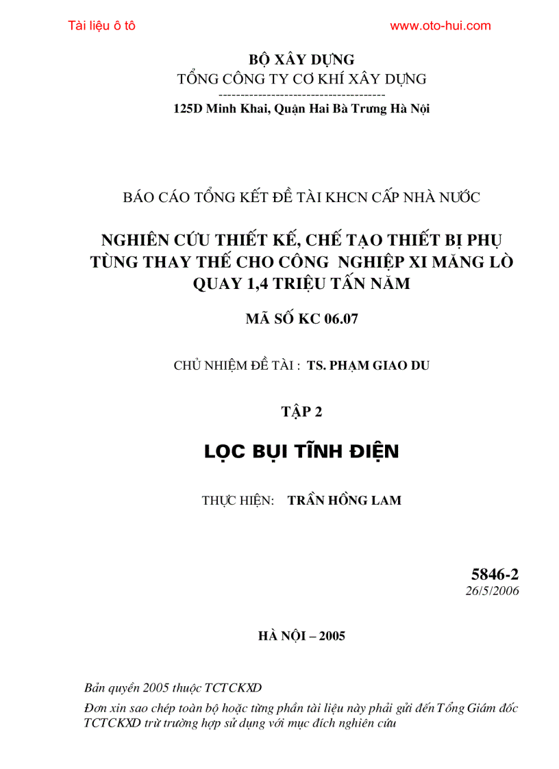 Lọc bụi tĩnh điện tập 2 Ts Phạm Giao Du