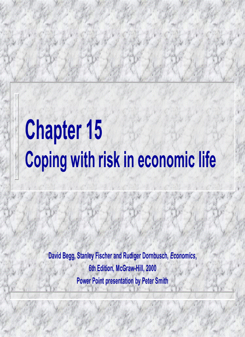 Coping with risk in economic life