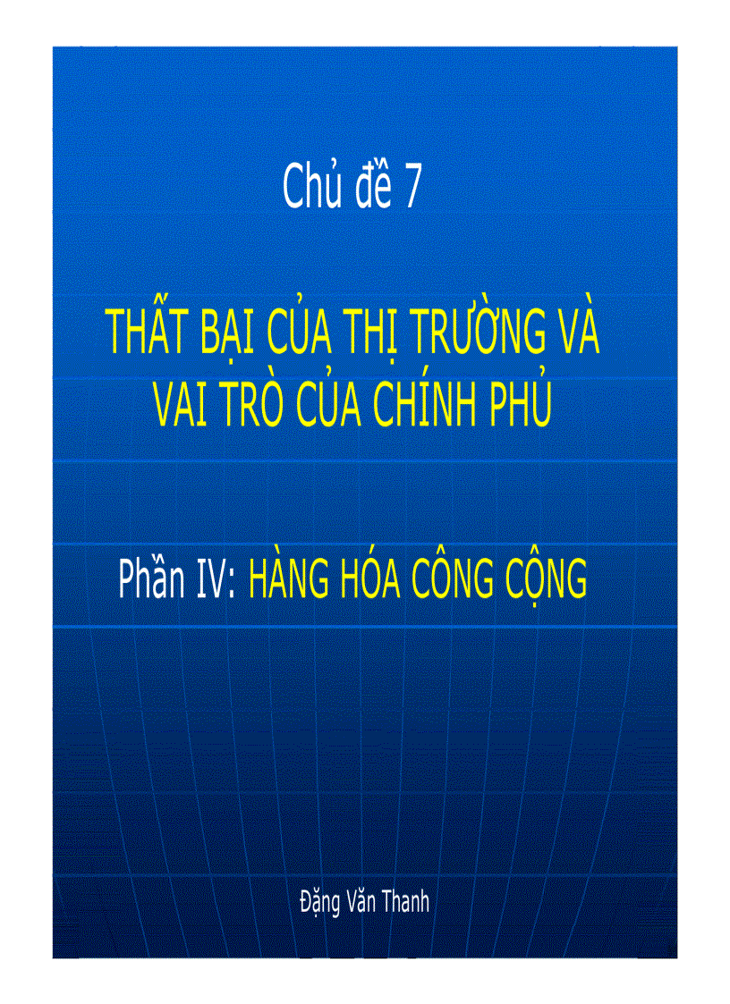 Thất bại của thị trường và vai trò của chính phủ