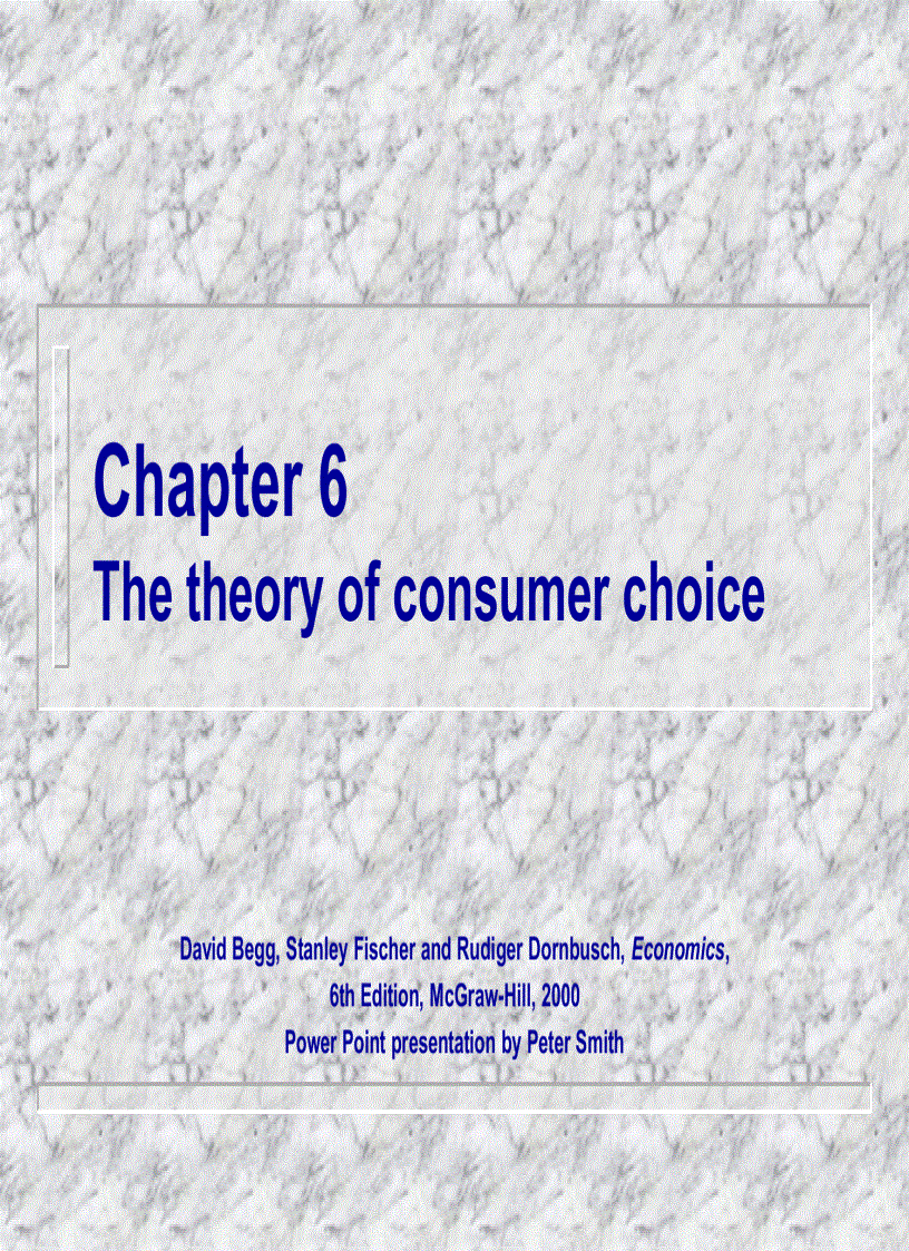 The theory of consumer choice