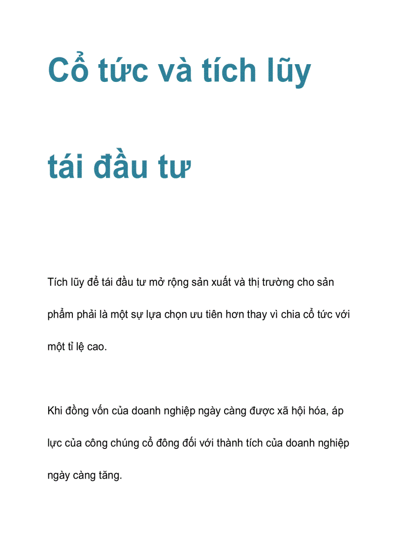 Cổ tức và tích lũy tái đầu tư