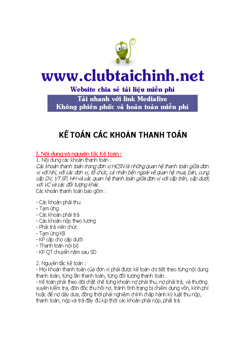 Kế toán các khoản thanh toán 1